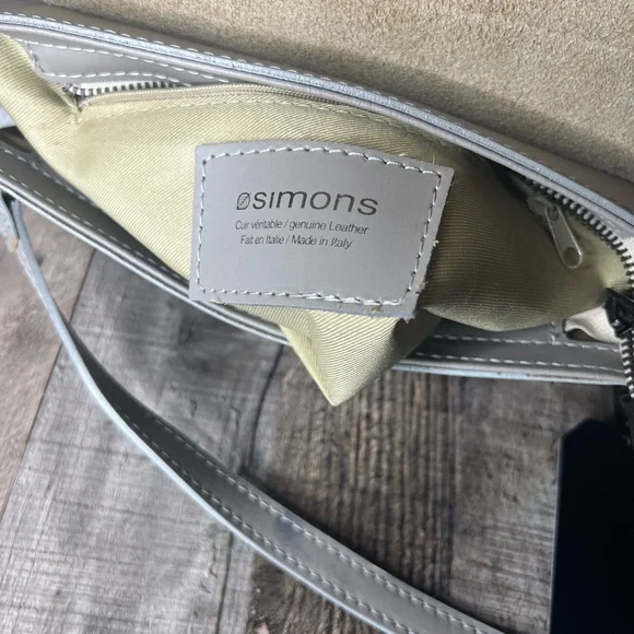 Simons Gray Real Leather Crossbody Bag - Picture 13 of 13